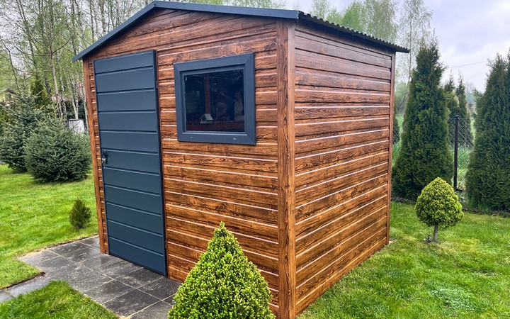 Gerätehaus 2 x 2 m  aus verzinktem Profil mit Fenster und Tür